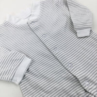 Grey Striped Babygrow - Boys 0-3 Months