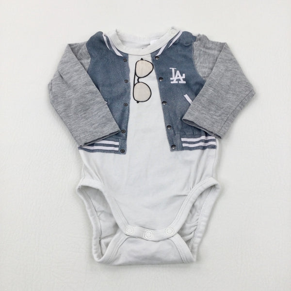 Sunglasses Blue & White Bodysuit - Boys 0-3 Months