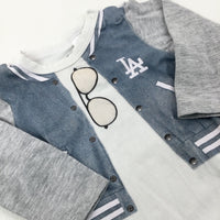 Sunglasses Blue & White Bodysuit - Boys 0-3 Months