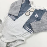 Sunglasses Blue & White Bodysuit - Boys 0-3 Months