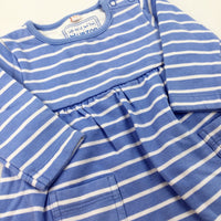 Blue Striped Dress - Girls 0-3 Months