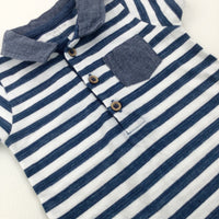 Navy Striped Romper - Boys 0-3 Months