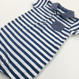 Navy Striped Romper - Boys 0-3 Months