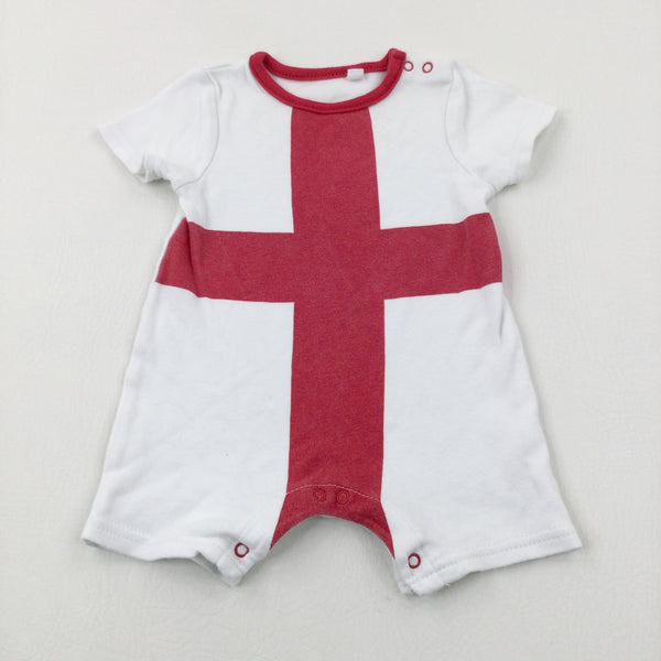 England Flag White Romper - Boys 0-3 Months