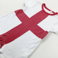 England Flag White Romper - Boys 0-3 Months