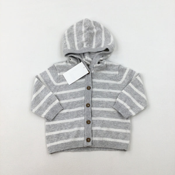 **NEW** Grey Hooded Knitted Cardigan - Boys 3-6 Months