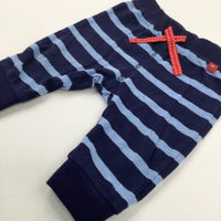 Navy Striped Jersey Trousers - Boys 0-3 Months