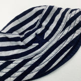 Star Appliqued Navy Striped Sun Hat - Boys 0-3 Months