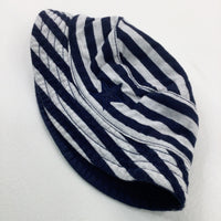 Star Appliqued Navy Striped Sun Hat - Boys 0-3 Months