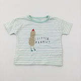 'Little Peanut' Green Striped T-Shirt - Boys 0-3 Months