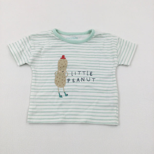 'Little Peanut' Green Striped T-Shirt - Boys 0-3 Months