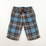 Blue & Brown Checked Trousers - Boys 3-6 Months