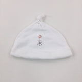 Elephant Embroidered White Jersey Hat - Boys 0-3 Months