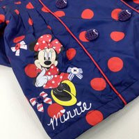 'Minnie' Mouse Spotty Navy Fleece Lined Lightweight Jacket - Girls 12-18 Months