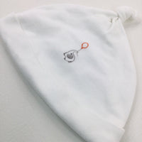 Elephant Embroidered White Jersey Hat - Boys 0-3 Months