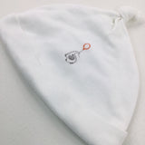 Elephant Embroidered White Jersey Hat - Boys 0-3 Months