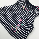 'Minnie' Mouse Appliqued Black Striped Dress - Girls 0-3 Months