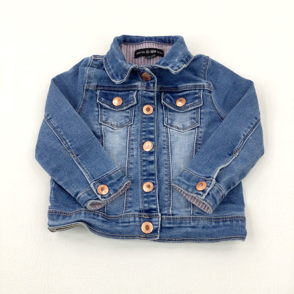 Distressed Mid Blue Denim Jacket - Girls 12-18 Months