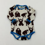 Monkeys Brown & Cream Long Sleeve Bodysuit - Boys 0-3 Months