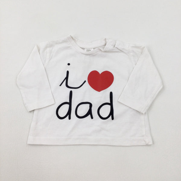 'I Love Dad' White Long Sleeve Top - Boys 3-6 Months