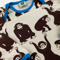 Monkeys Brown & Cream Long Sleeve Bodysuit - Boys 0-3 Months