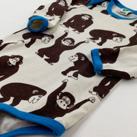 Monkeys Brown & Cream Long Sleeve Bodysuit - Boys 0-3 Months