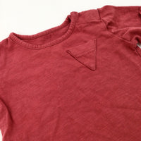 Burgundy Cotton T-Shirt - Boys 3-6 Months