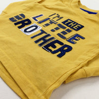 'I'm The Little Brother' Appliqued Yellow Long Sleeve Top - Boys 0-3 Months