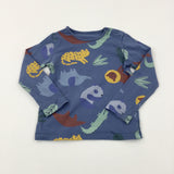 Jungle Animals Blue Long Sleeve Top - Boys 18-24 Months