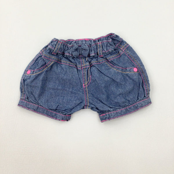 Blue & Pink Shorts - Girls 3-6 Months