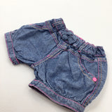 Blue & Pink Shorts - Girls 3-6 Months