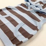 Brown & Blue Striped Knitted Hooded Tank Top - Boys 0-3 Months