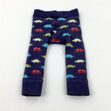 Dinosaurs Colourful Navy Knitted Leggings - Boys 0-3 Months