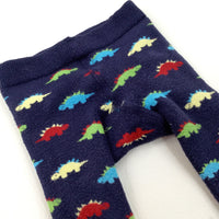 Dinosaurs Colourful Navy Knitted Leggings - Boys 0-3 Months