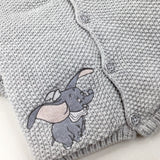 Disney's Dumbo Appliqued Grey Fleece Lined Knitted Jacket - Boys 0-3 Months