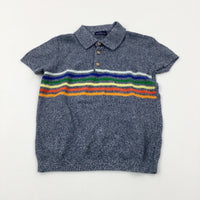 Colourful Striped Mottled Navy Polo Shirt - Boys 18-24 Months