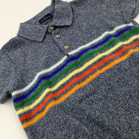 Colourful Striped Mottled Navy Polo Shirt - Boys 18-24 Months