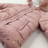 Stars Pink Padded Fleece Lined Winter Coat - Girls 0-3 Months