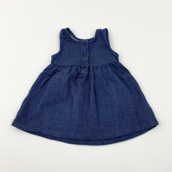 Navy Denim Effect Dress - Girls 0-3 Months