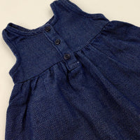 Navy Denim Effect Dress - Girls 0-3 Months