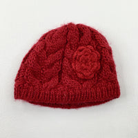 Sparkly Red Knitted Winter Hat - Girls 0-3 Months