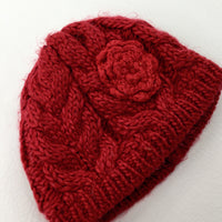 Sparkly Red Knitted Winter Hat - Girls 0-3 Months