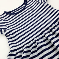 Navy Striped Jersey Dress - Girls 18-24 Months