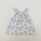 Colourful Flowers White Vest Top - Girls 3-6 Months