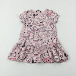 'Meow Woof' Cats & Dogs Pink Jersey Dress - Girls 18-24 Months