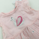 **NEW** Swan Appliqued Pink Party Dress - Girls 0-3 Months