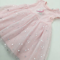 **NEW** Swan Appliqued Pink Party Dress - Girls 0-3 Months