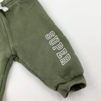 'Super' Khaki Joggers - Boys 3-6 Months