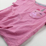 Unicorn Sequinned Glittery Pink Tie Top T-Shirt - Girls 18-24 Months