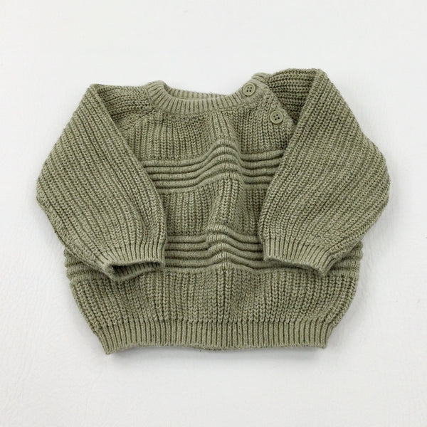 Patterned Green Knitted Jumper - Boys 3-6 Months